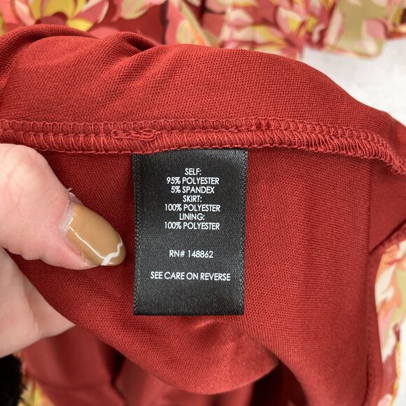 Torrid Floral Surplice Wrap Dress Bell Sleeves Red Pink Yellow Plus 1X Babydoll - Picture 7 of 15